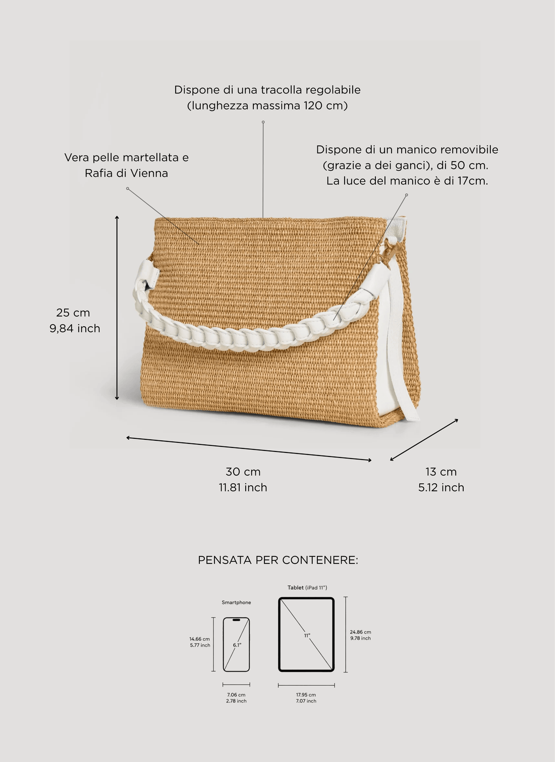 Borsa Braid in Pelle e Rafia Bianca - Voemièn