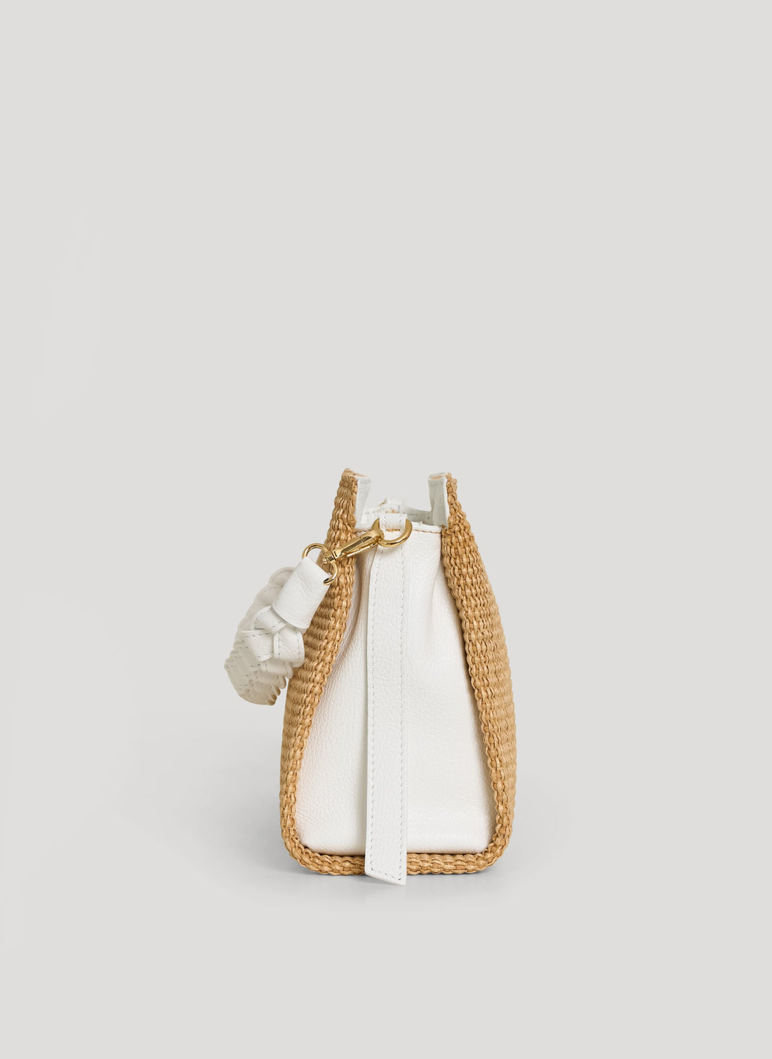 Borsa Braid in Pelle e Rafia Bianca - Voemièn