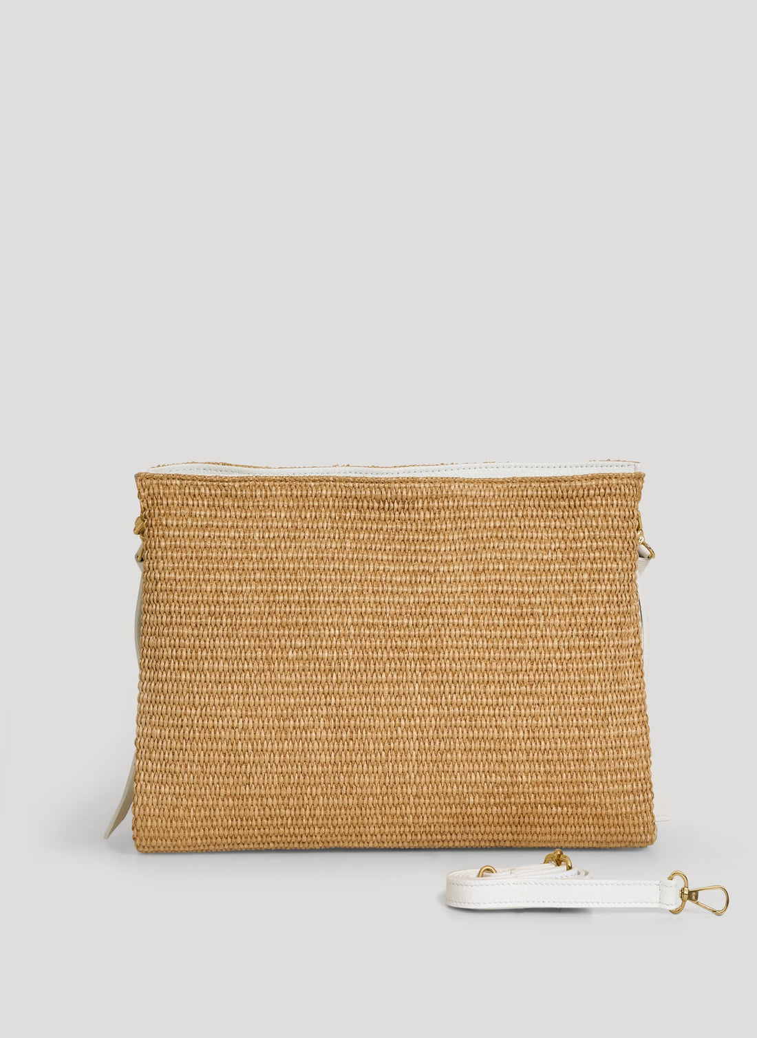 Borsa Braid in Pelle e Rafia Bianca - Voemièn