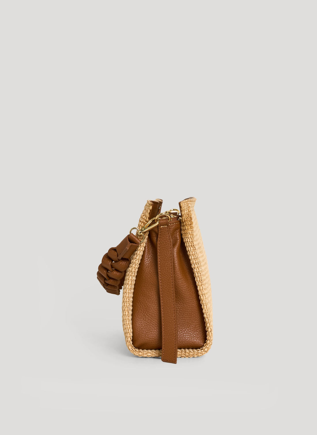 Borsa Braid in Pelle e Rafia Cuoio - Voemièn