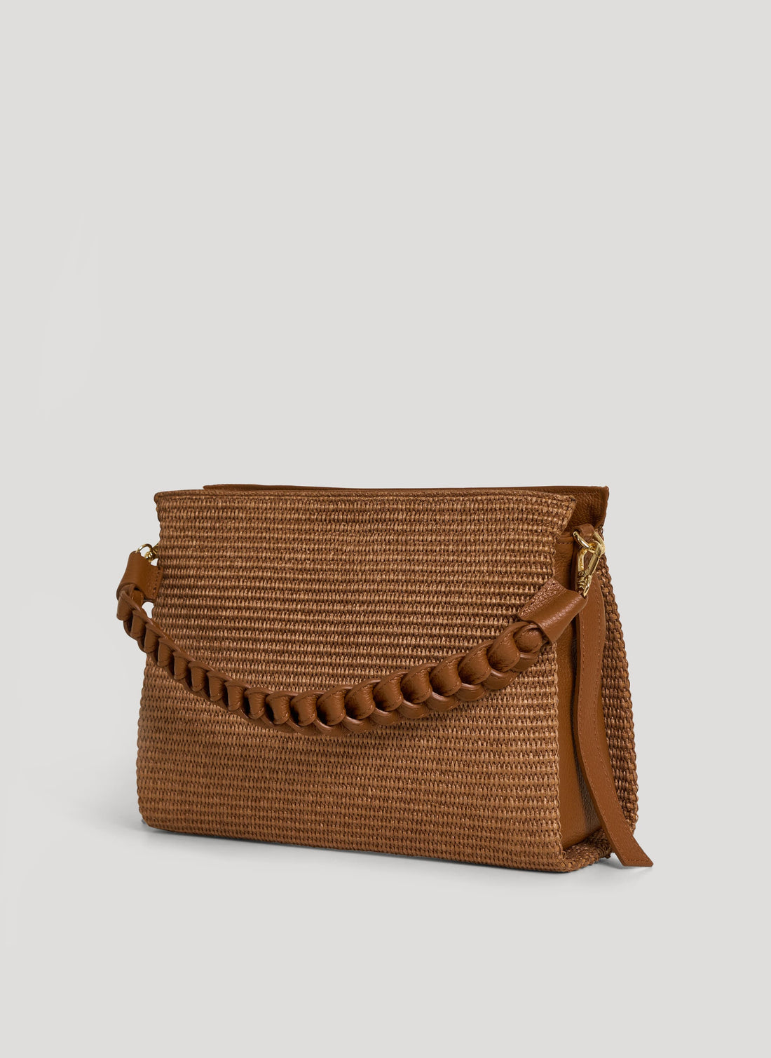Borsa Braid in Pelle e Rafia Limited Edition Cuoio - Voemièn