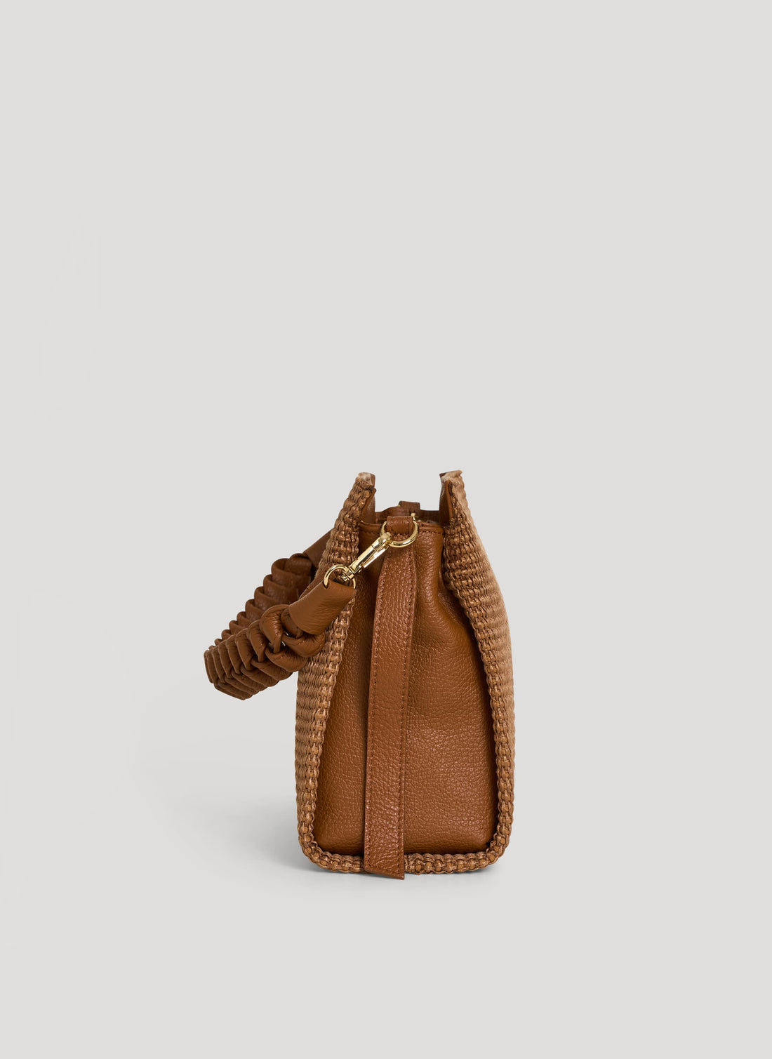 Borsa Braid in Pelle e Rafia Limited Edition Cuoio - Voemièn