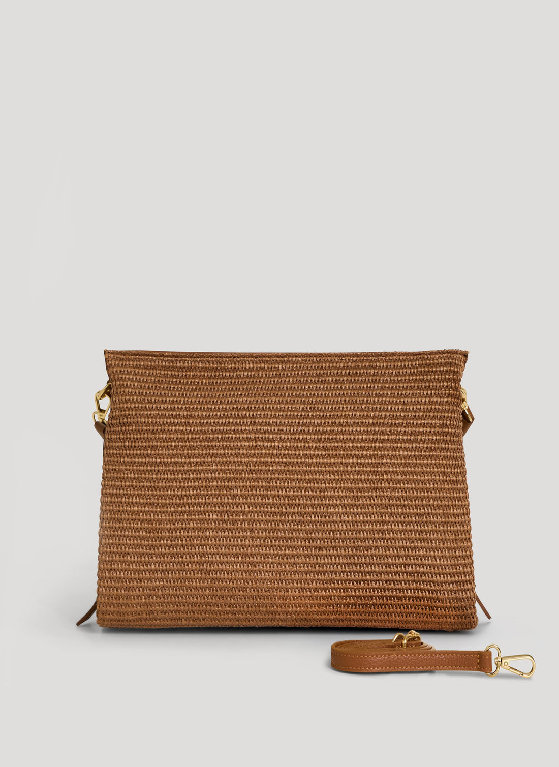 Borsa Braid in Pelle e Rafia Limited Edition Cuoio - Voemièn