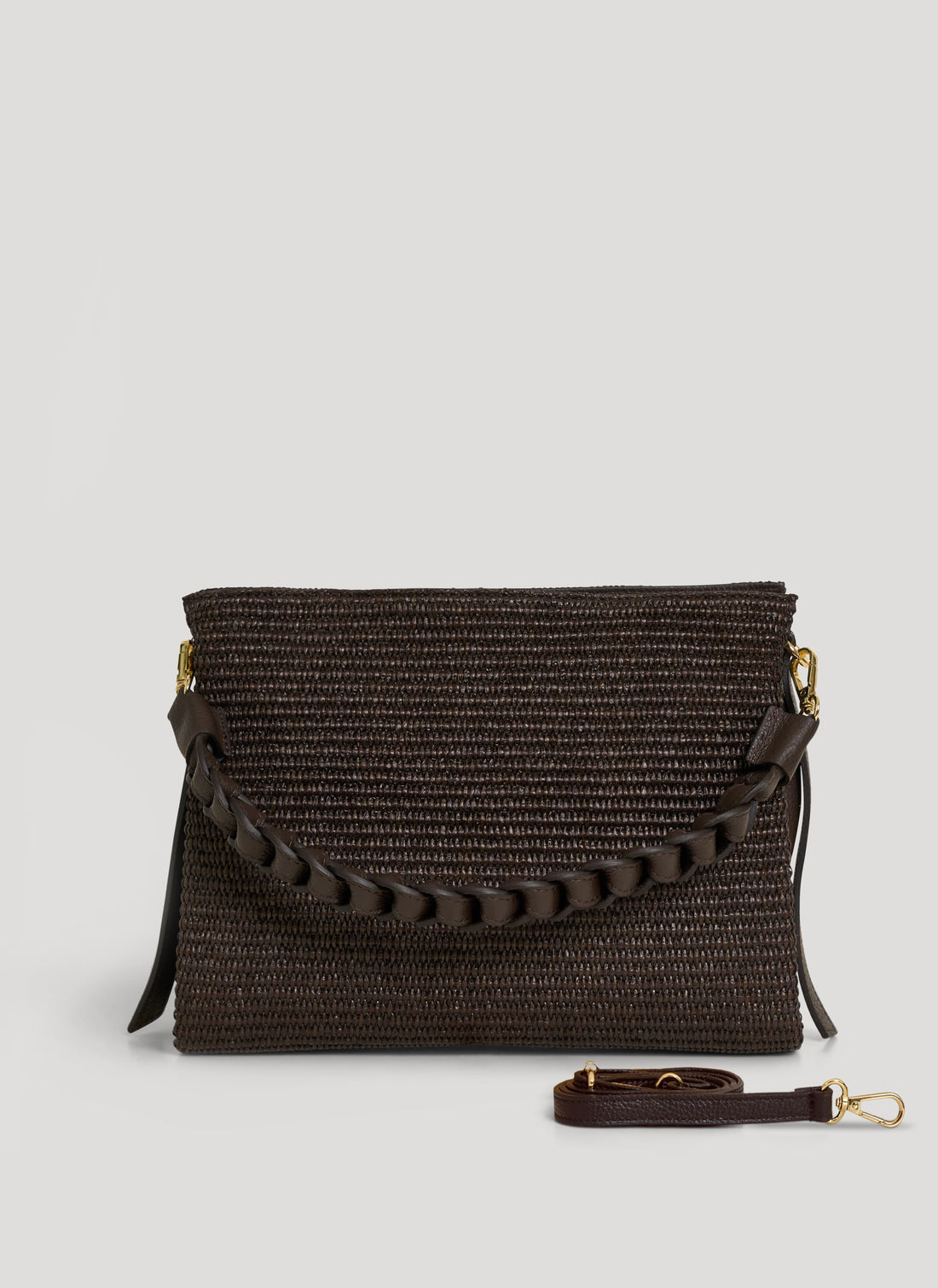 Borsa Braid in Pelle e Rafia Limited Edition Testa di Moro - Voemièn