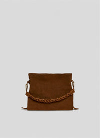 Borsa Braid Media in Camoscio e Pelle Cuoio