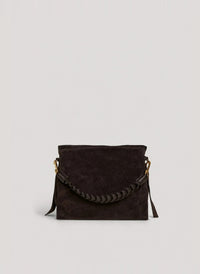 Borsa Braid Media in Camoscio e Pelle Testa di Moro