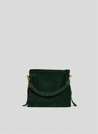 Borsa Braid Media in Camoscio e Pelle Verde Bosco