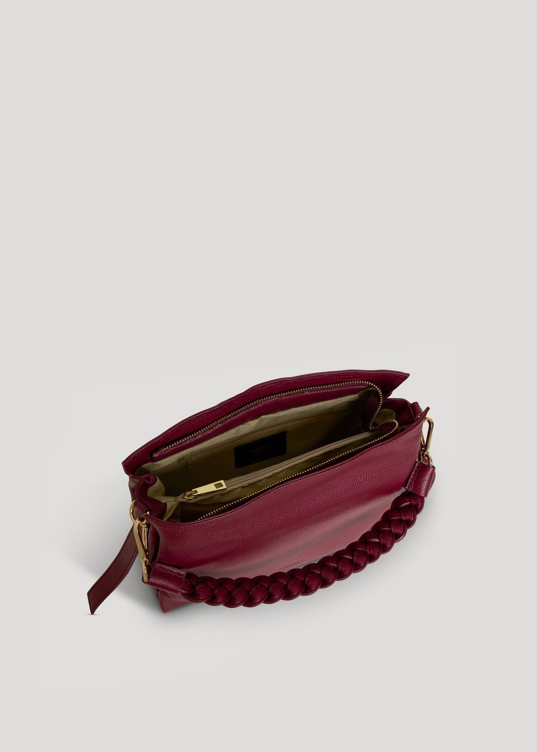 Borsa Braid Micro in pelle Dollaro Rosso Borgogna - Voemièn