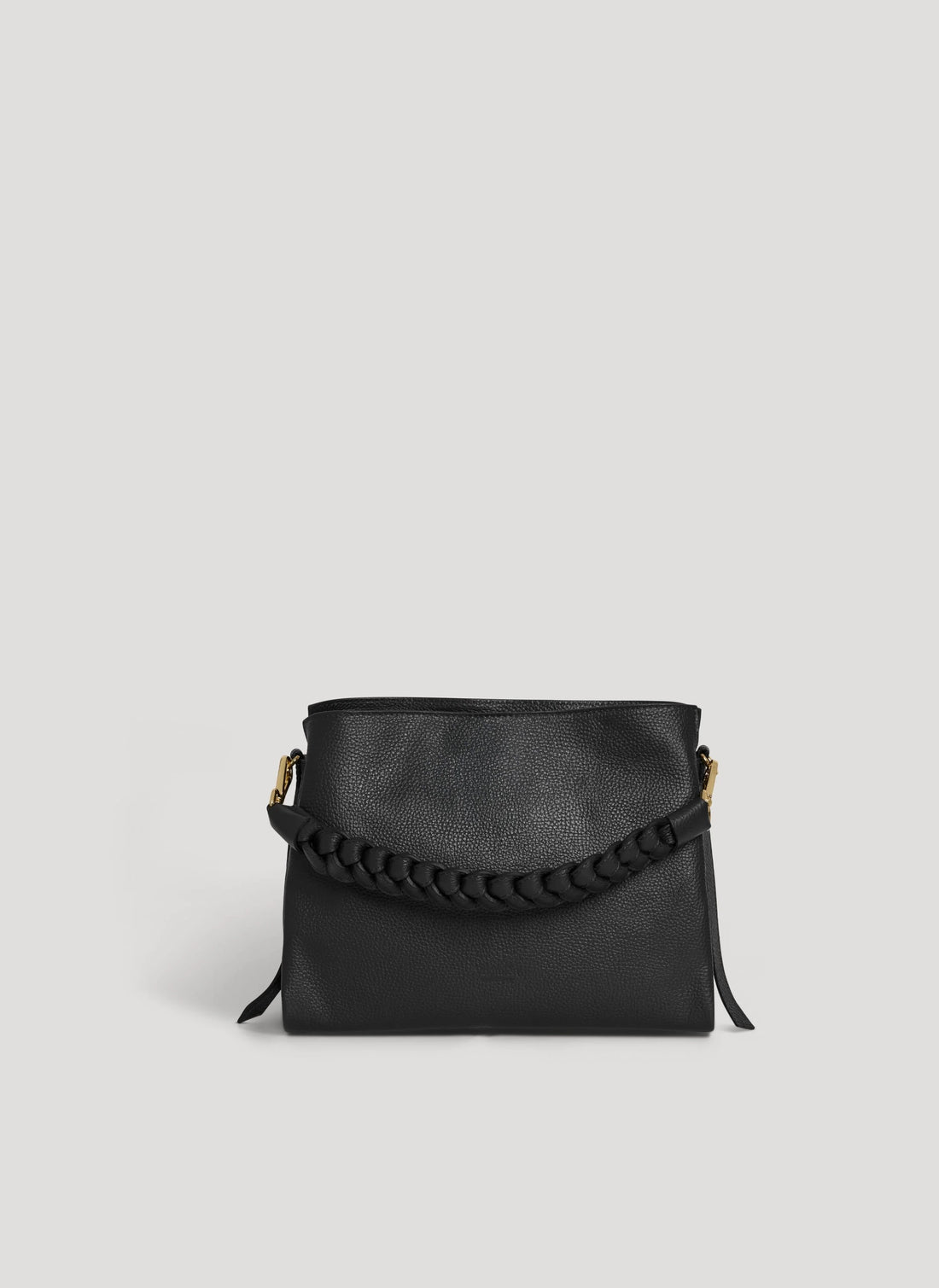 Borsa Braid Media in pelle Dollaro Nera - Voemièn
