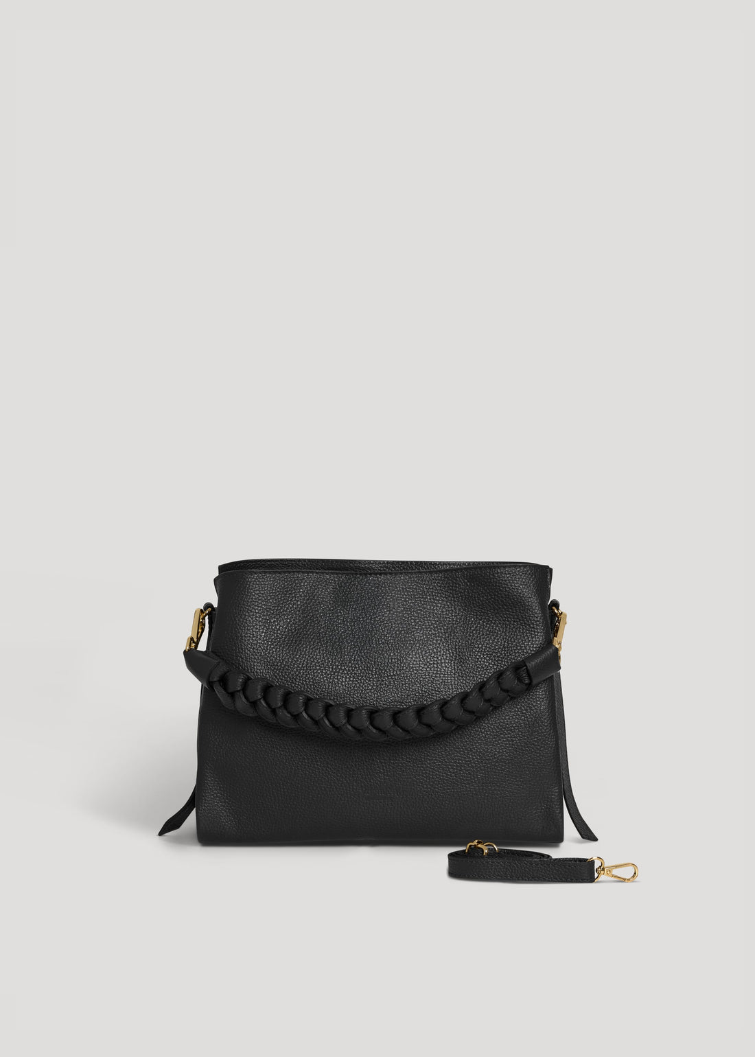 Borsa Braid Micro in pelle Dollaro Nera - Voemièn
