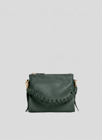 Borsa Braid Media in pelle Dollaro Verde Bosco