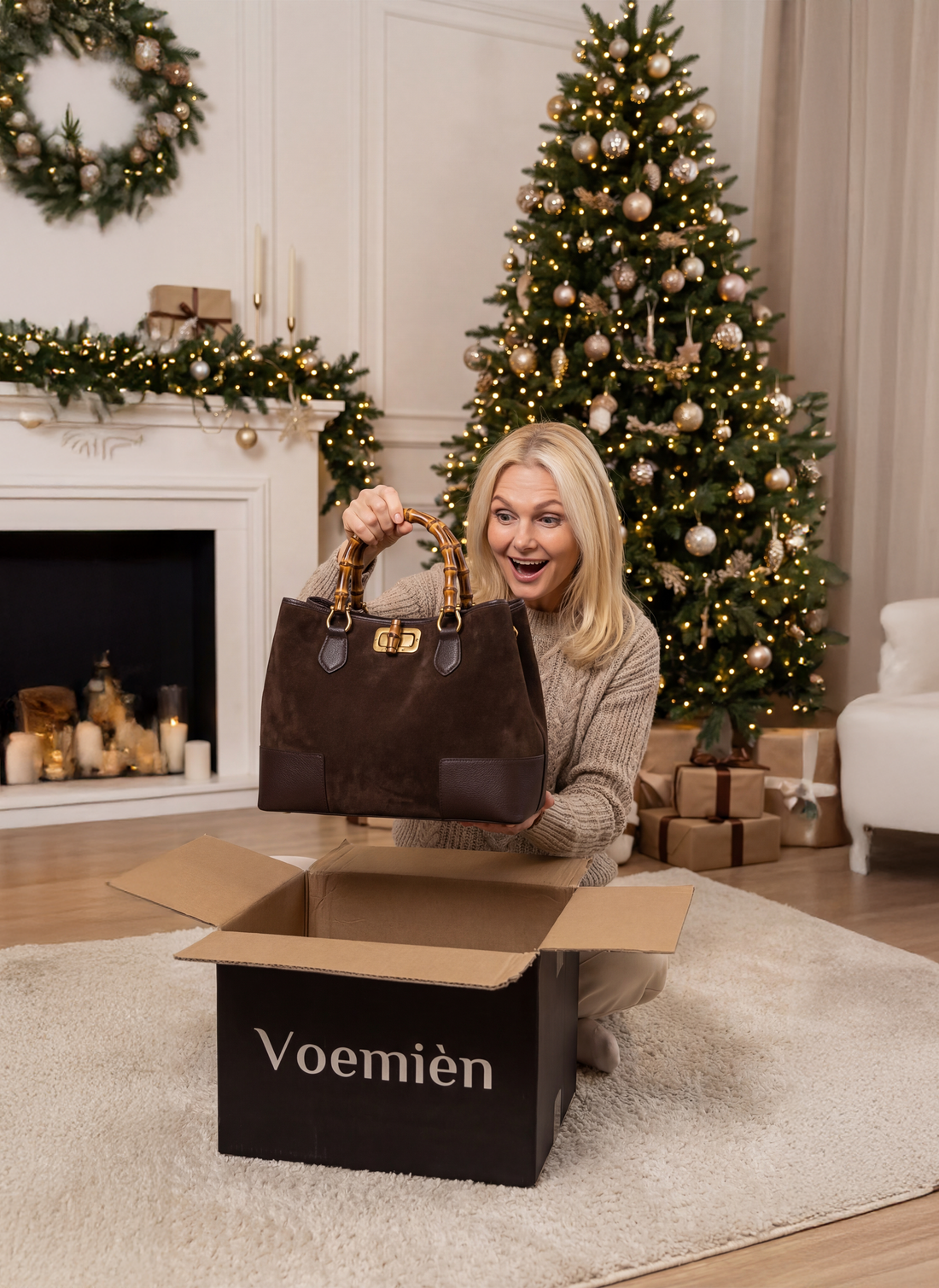 Set Bamboo babe Camoscio e pelle Testa di moro