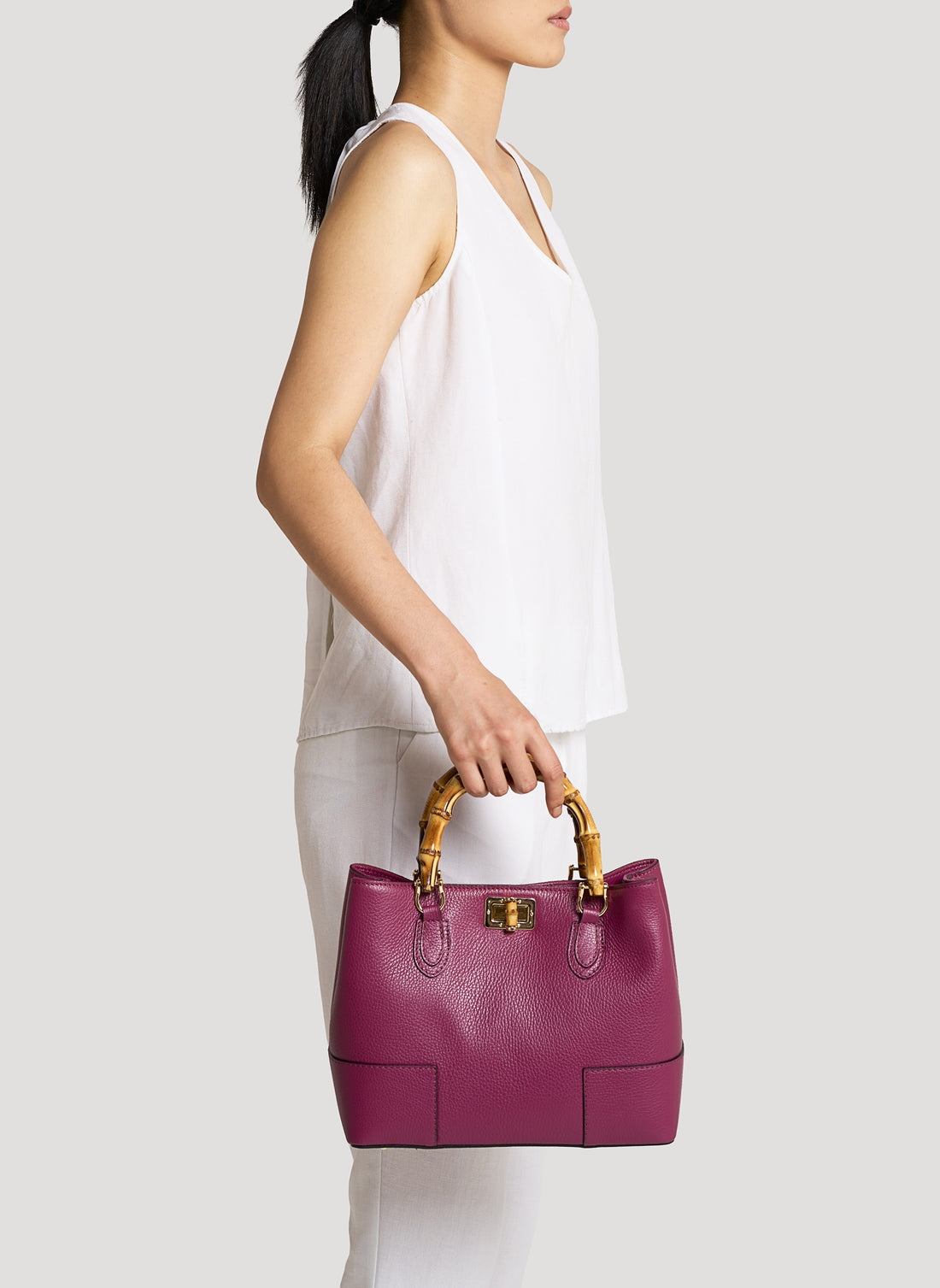 Borsa Bamboo Babe micro in pelle Dollaro Prugna
