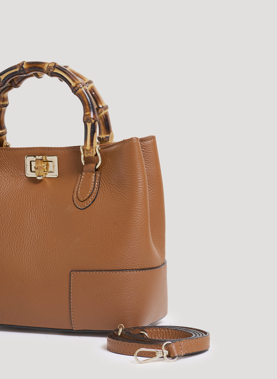 Borsa Bamboo Babe micro in pelle Dollaro Cuoio