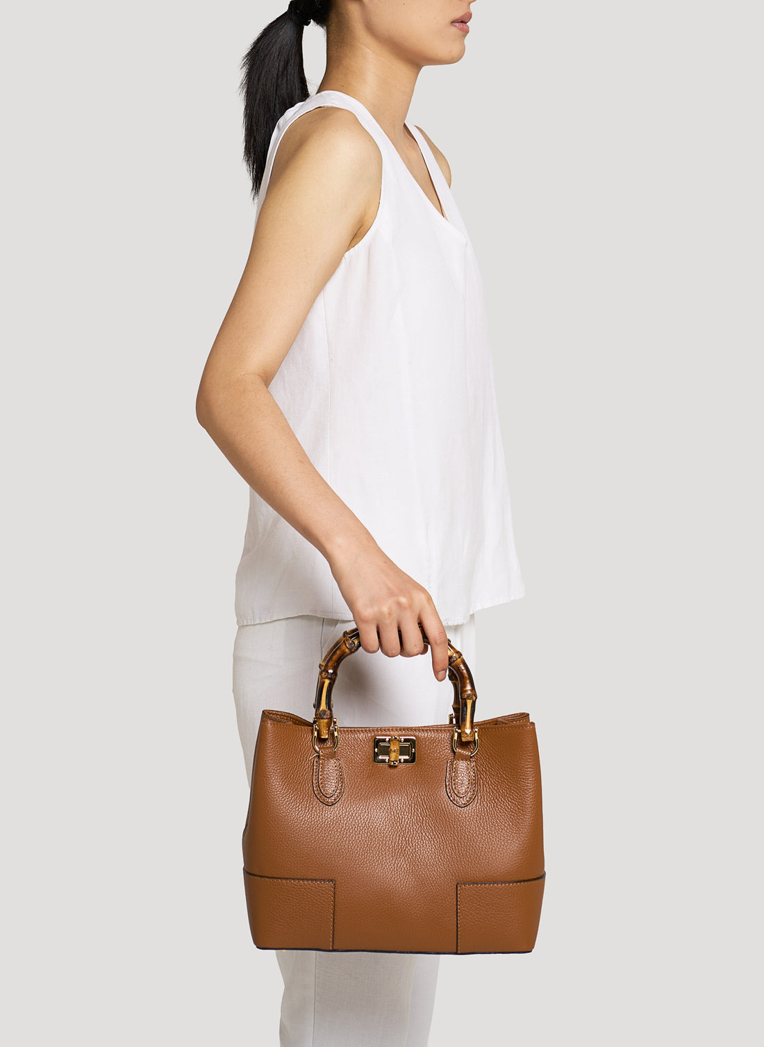 Borsa Bamboo Babe micro in pelle Dollaro Cuoio