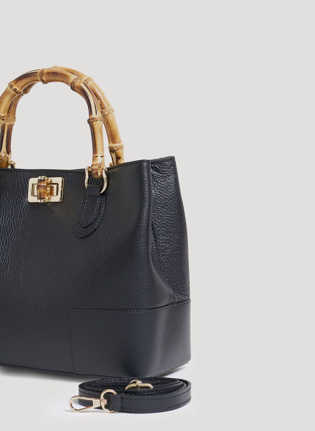 Borsa Bamboo Babe micro in pelle Dollaro Nera