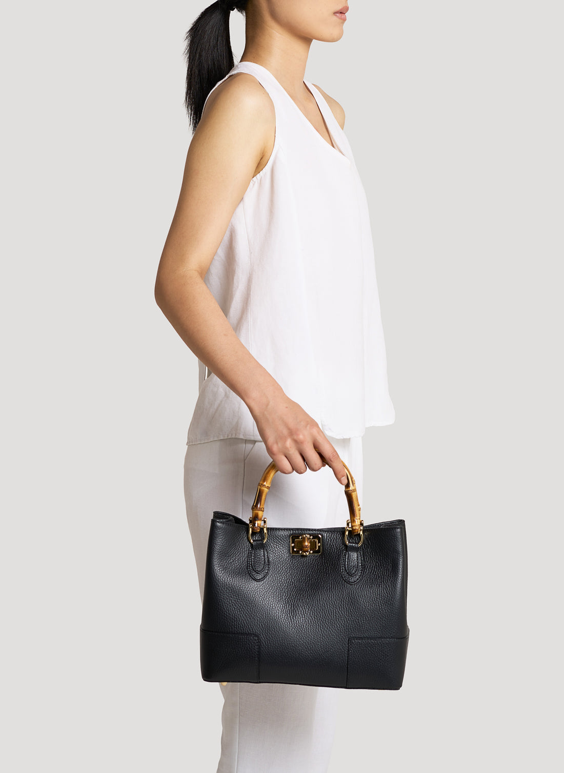 Borsa Bamboo Babe micro in pelle Dollaro Nera