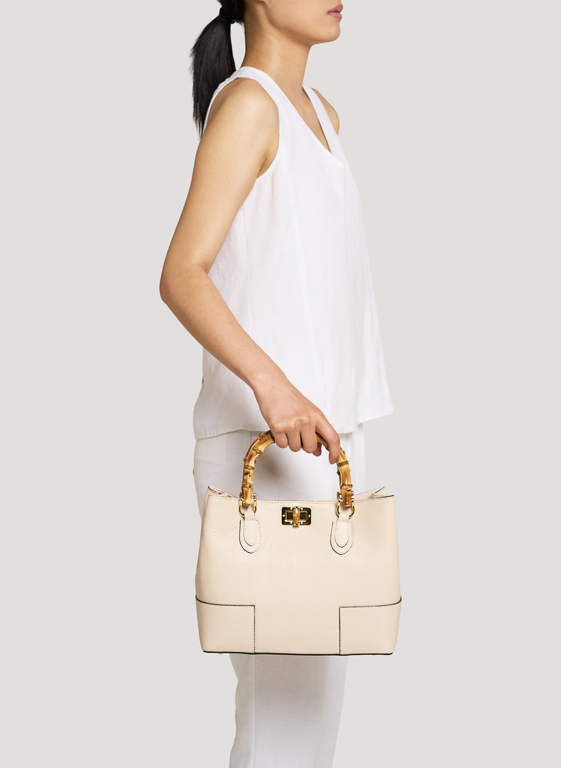 Borsa Bamboo Babe micro in pelle Dollaro Beige