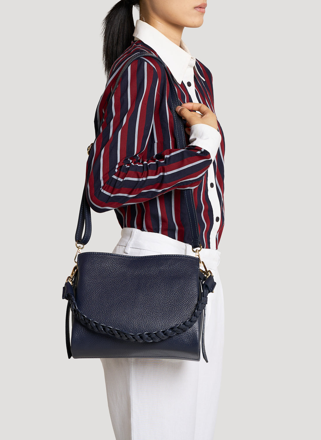 Braid Micro bag in Beige Dollaro leather