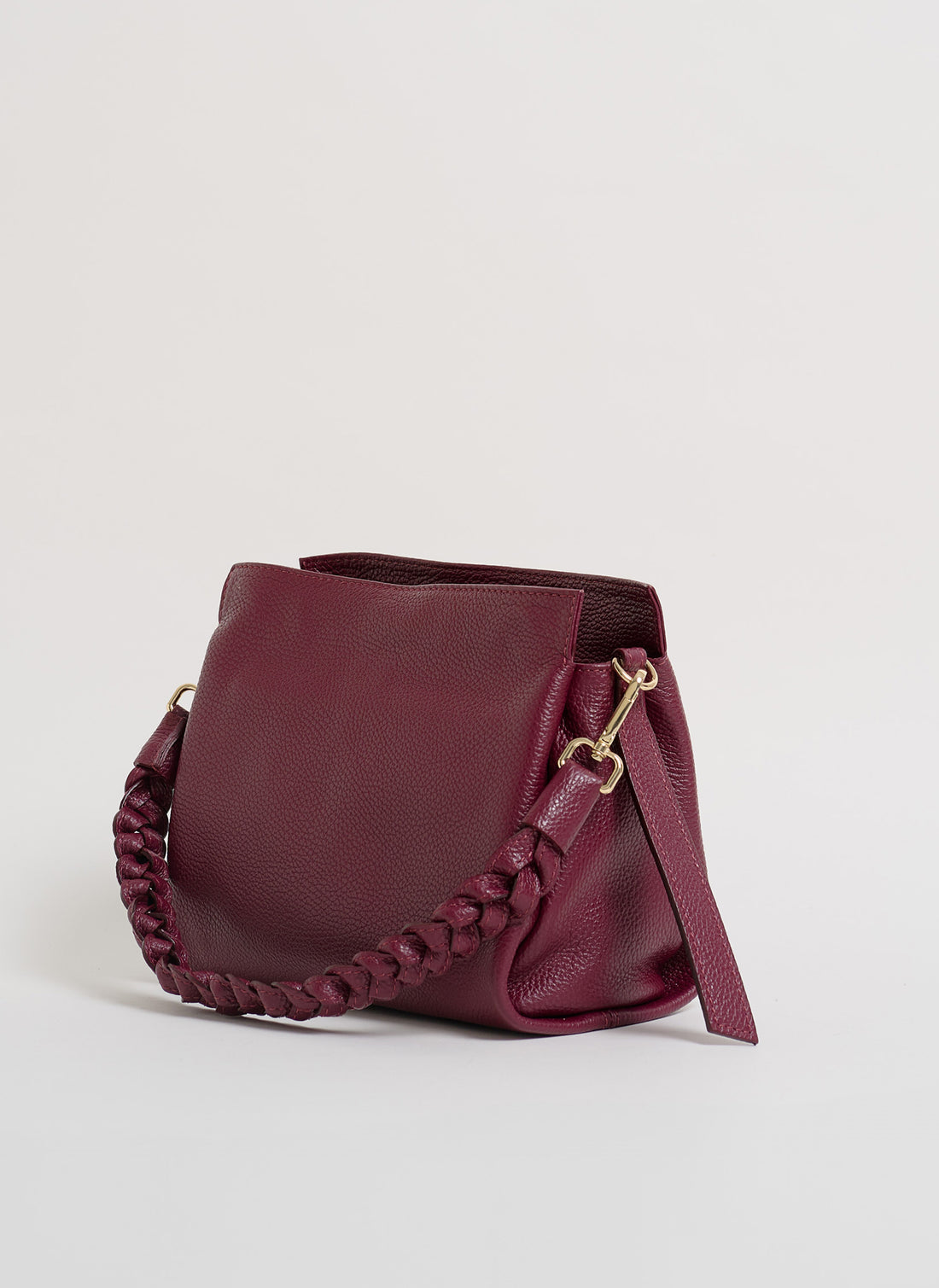 Borsa Braid Micro in pelle Dollaro Rosso Borgogna