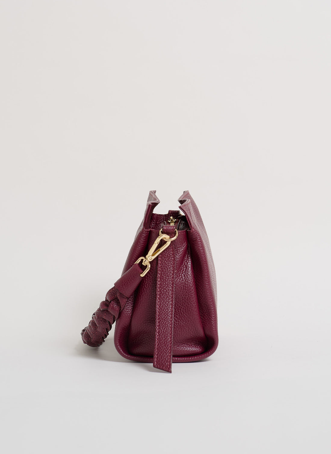 Borsa Braid Micro in pelle Dollaro Rosso Borgogna