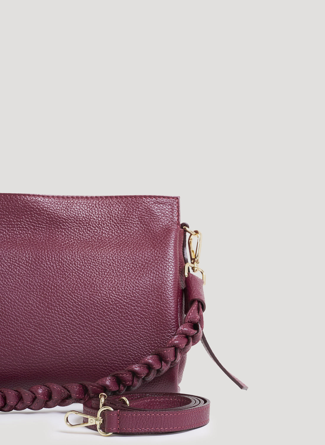 Borsa Braid Micro in pelle Dollaro Rosso Borgogna