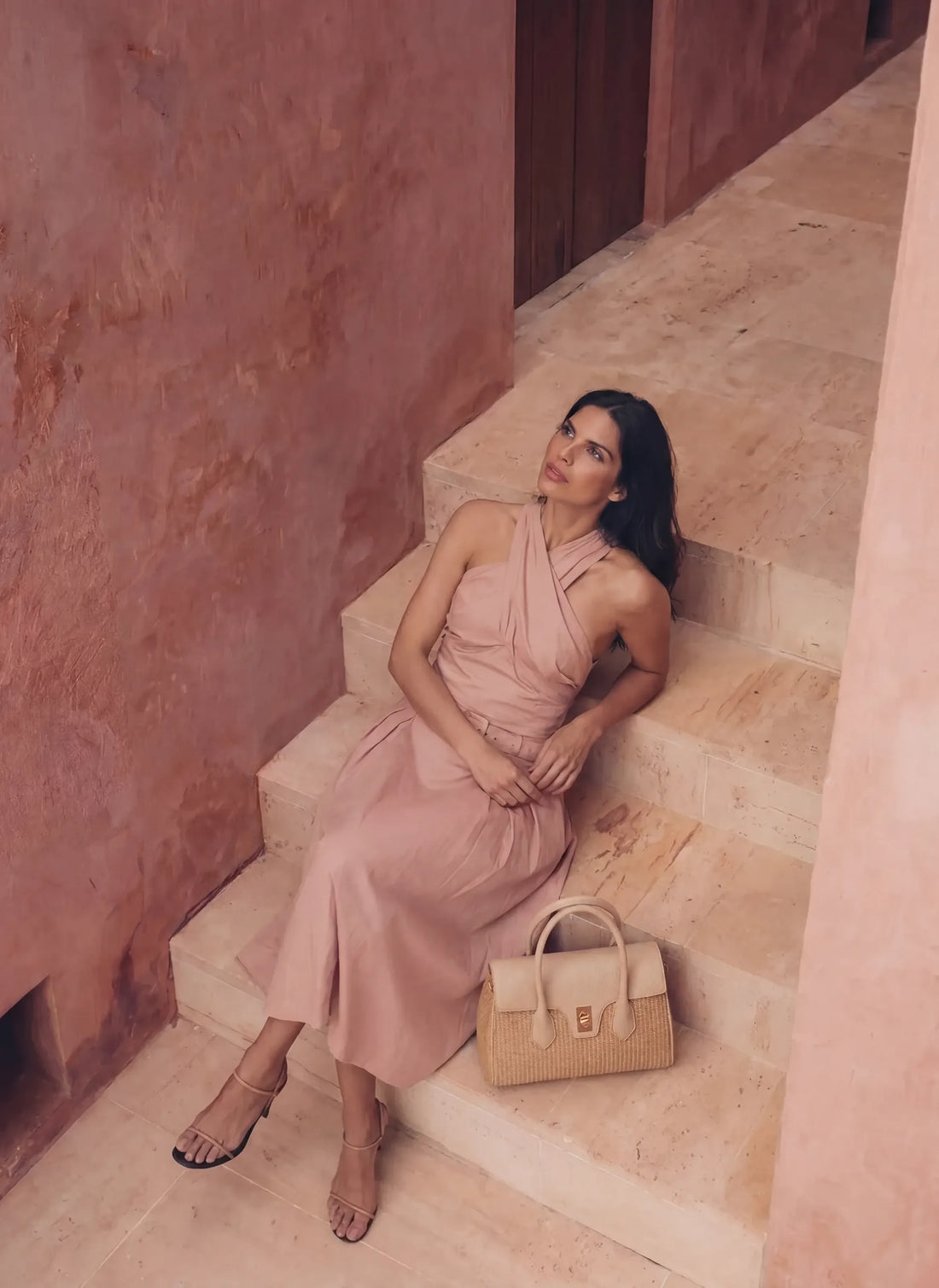 Borsa Cécile in Pelle e Rafia Crema - Voemièn