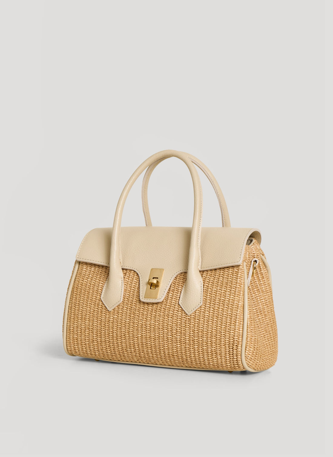 Borsa Cécile in Pelle e Rafia Crema - Voemièn