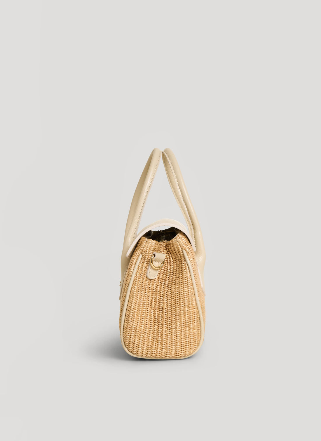 Borsa Cécile in Pelle e Rafia Crema - Voemièn
