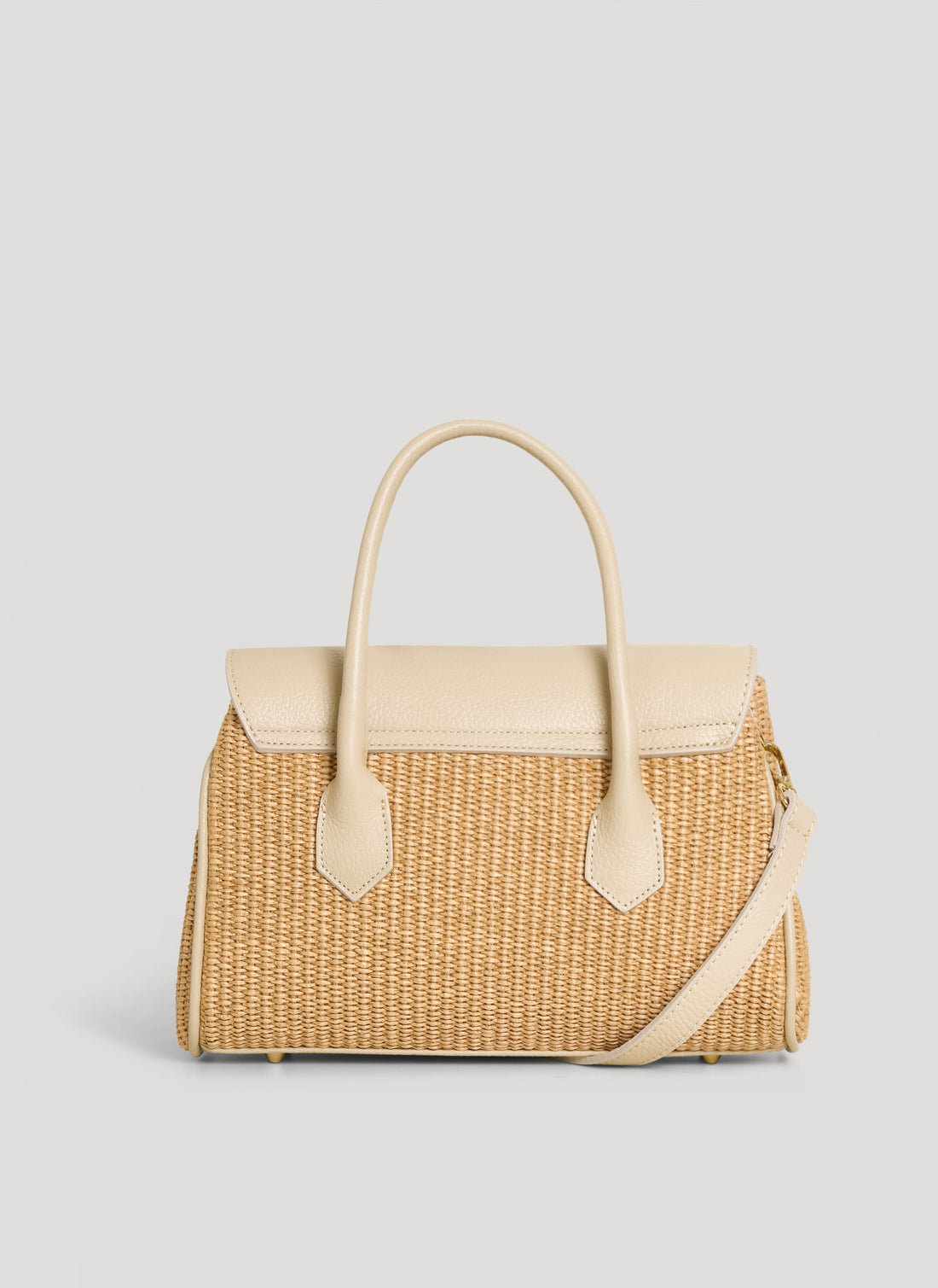 Borsa Cécile in Pelle e Rafia Crema - Voemièn