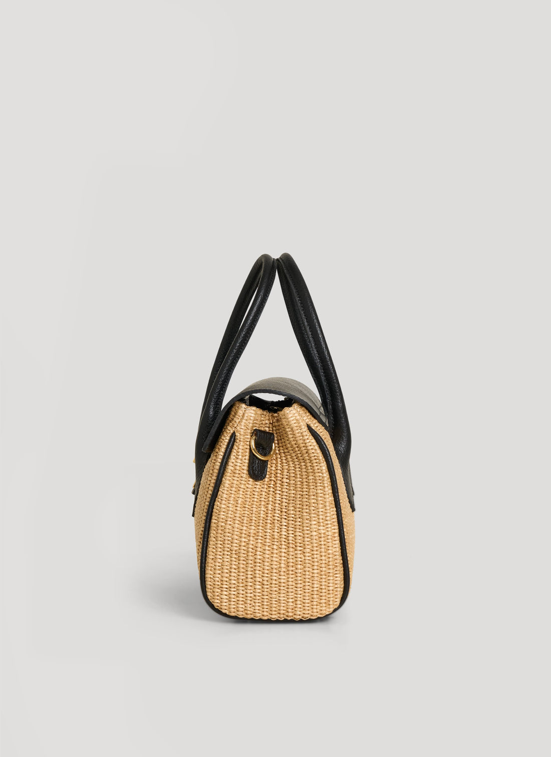 Borsa Cécile in Pelle e Rafia Nera - Voemièn