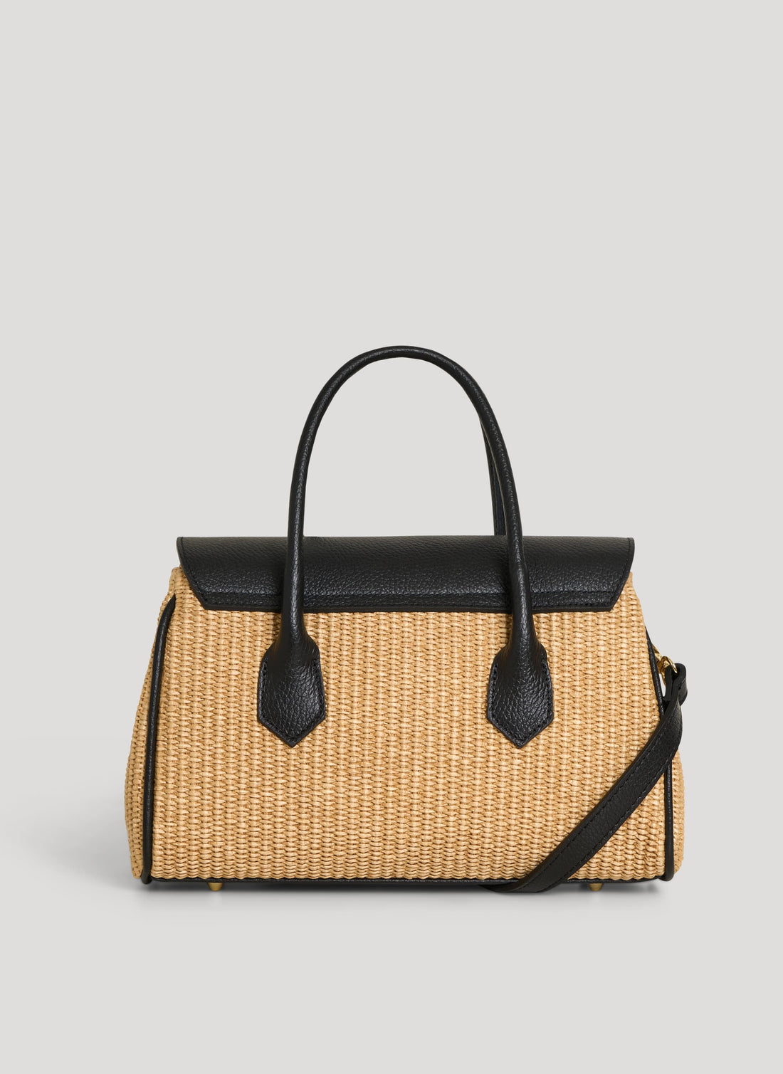 Borsa Cécile in Pelle e Rafia Nera - Voemièn