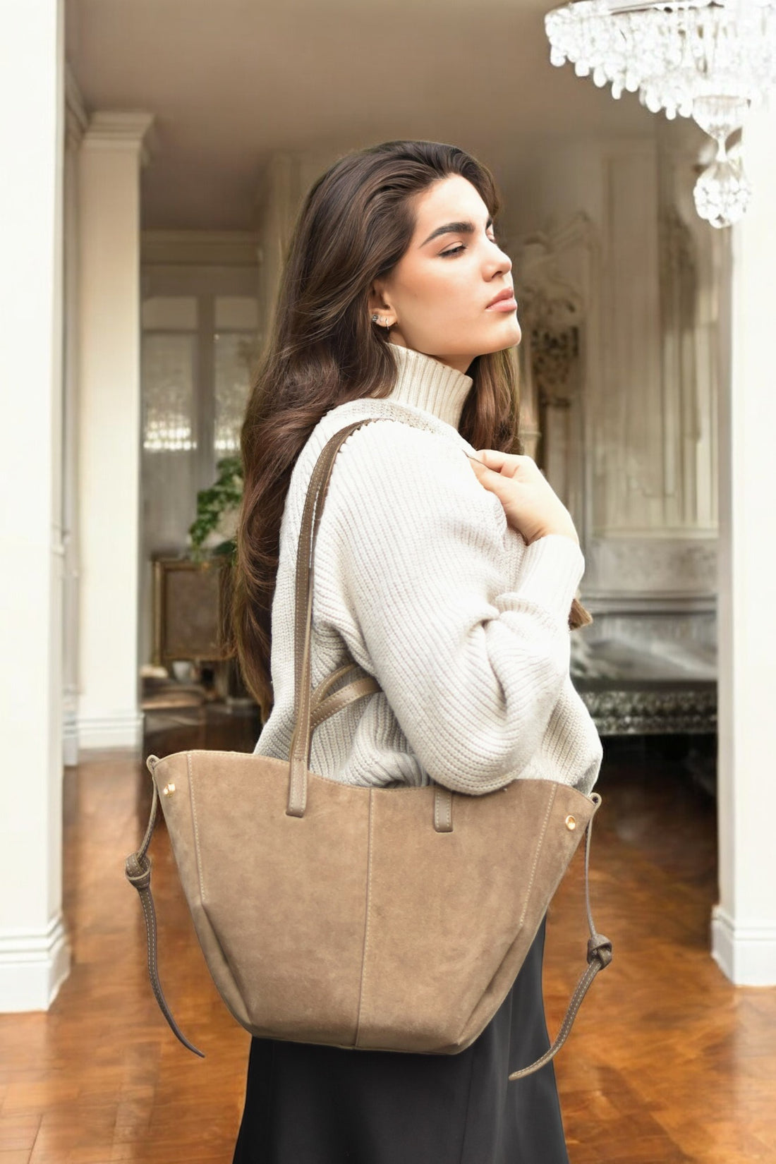 Borsa Charlotte in Camoscio Taupe