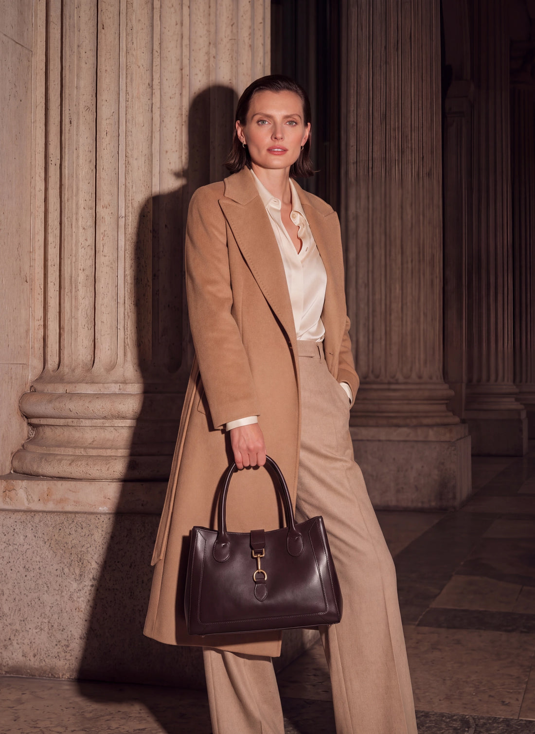 Borsa Chloe Media in pelle spazzolata Testa di moro