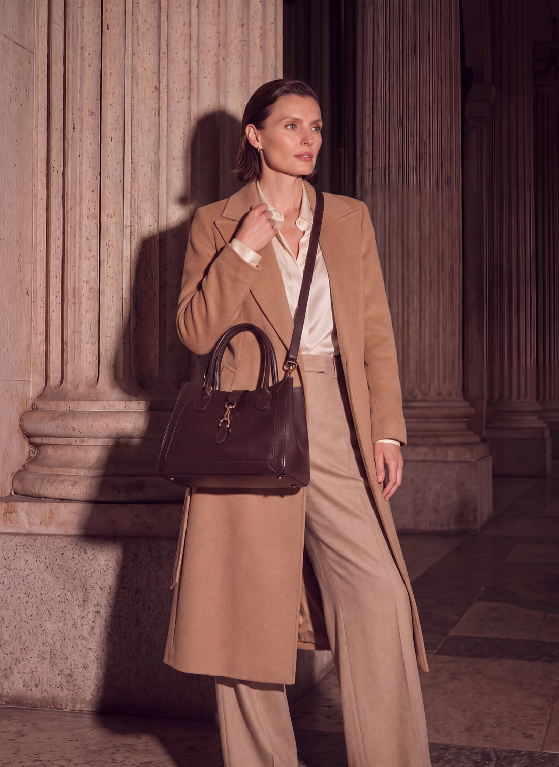 Borsa Chloe Media in pelle spazzolata Testa di moro