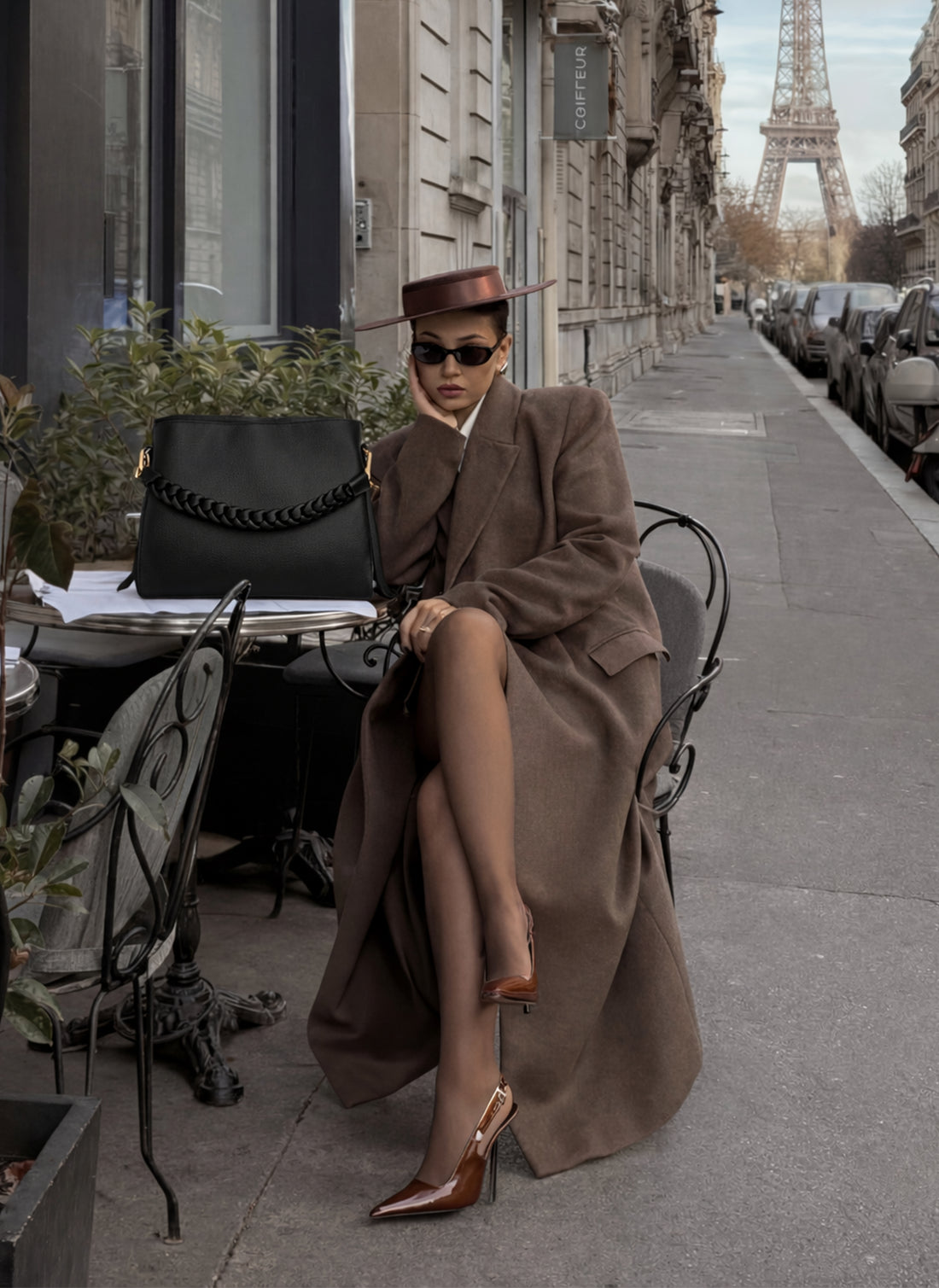 Borsa Braid in pelle Dollaro Nera