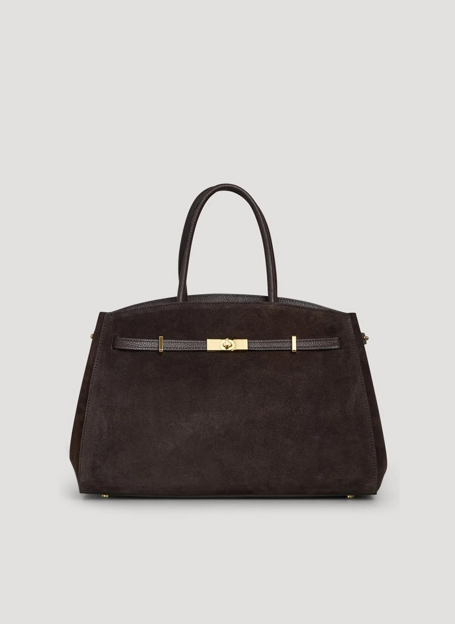Borsa Driade in Camoscio e Pelle Testa di moro - Voemièn