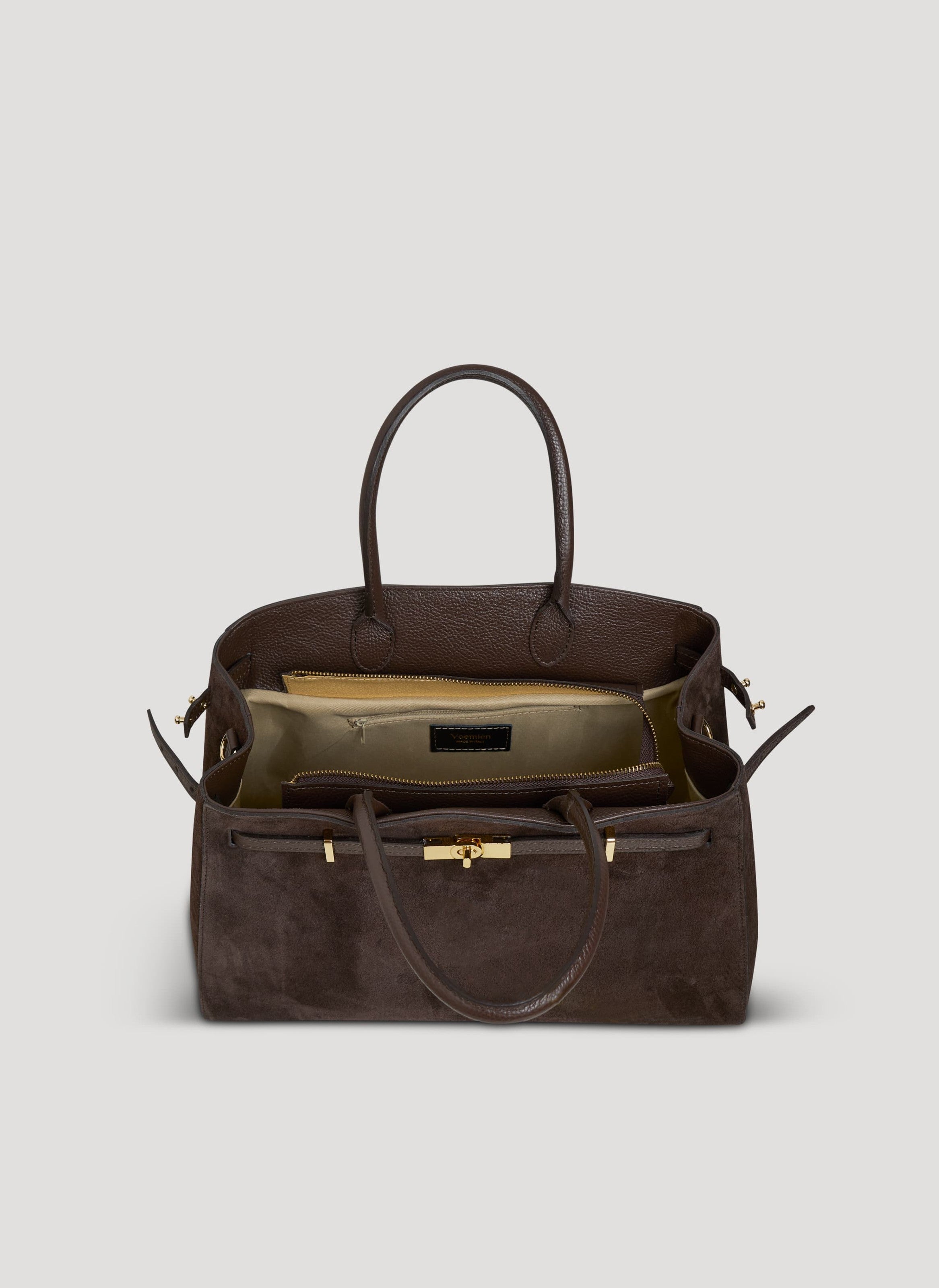 Borsa Driade in Camoscio e Pelle Testa di moro - Voemièn