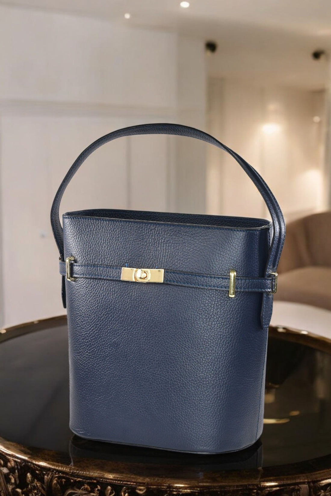 Borsa Louise in pelle Dollaro Blu Navy