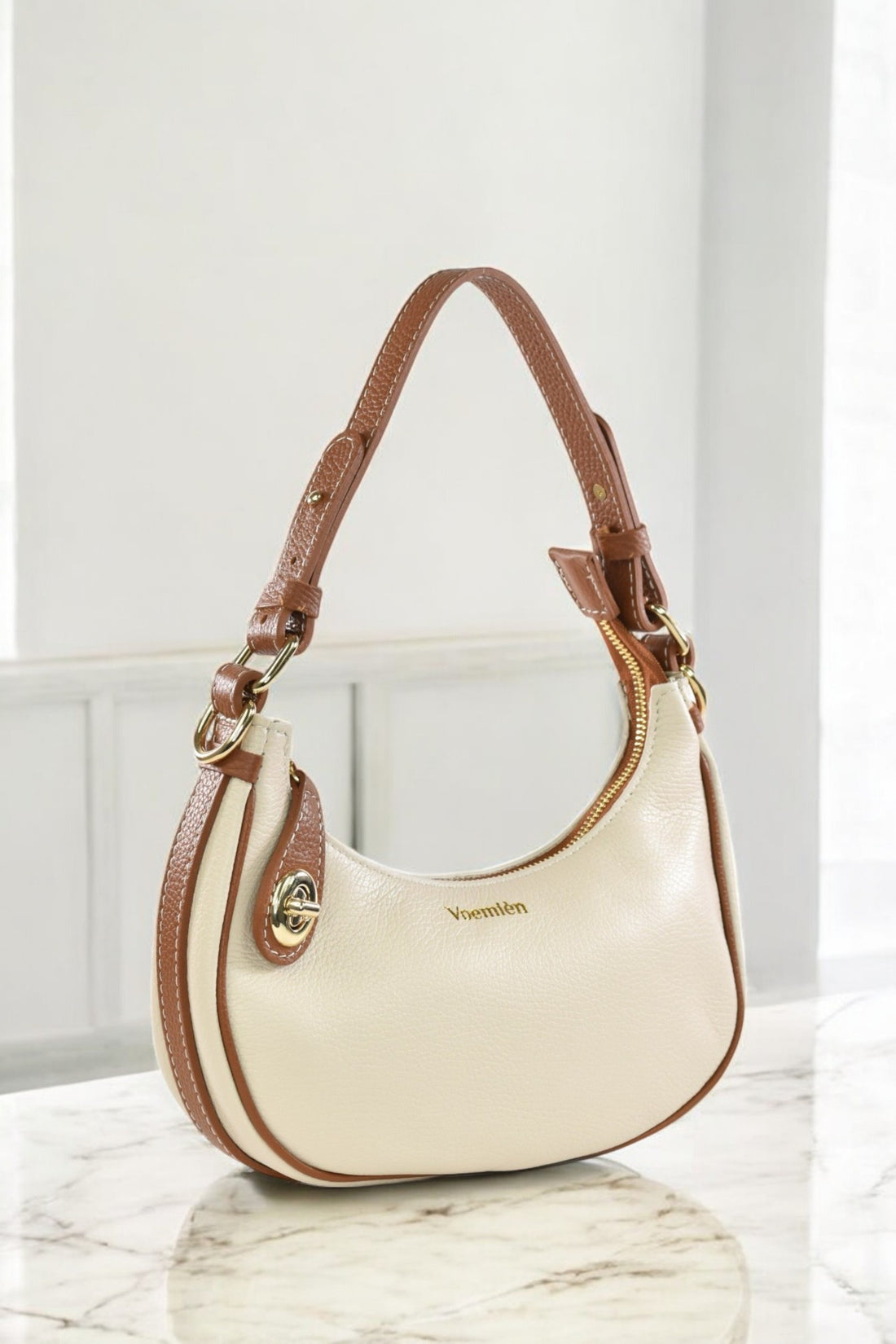 Borsa Maeve in pelle Dollaro Beige