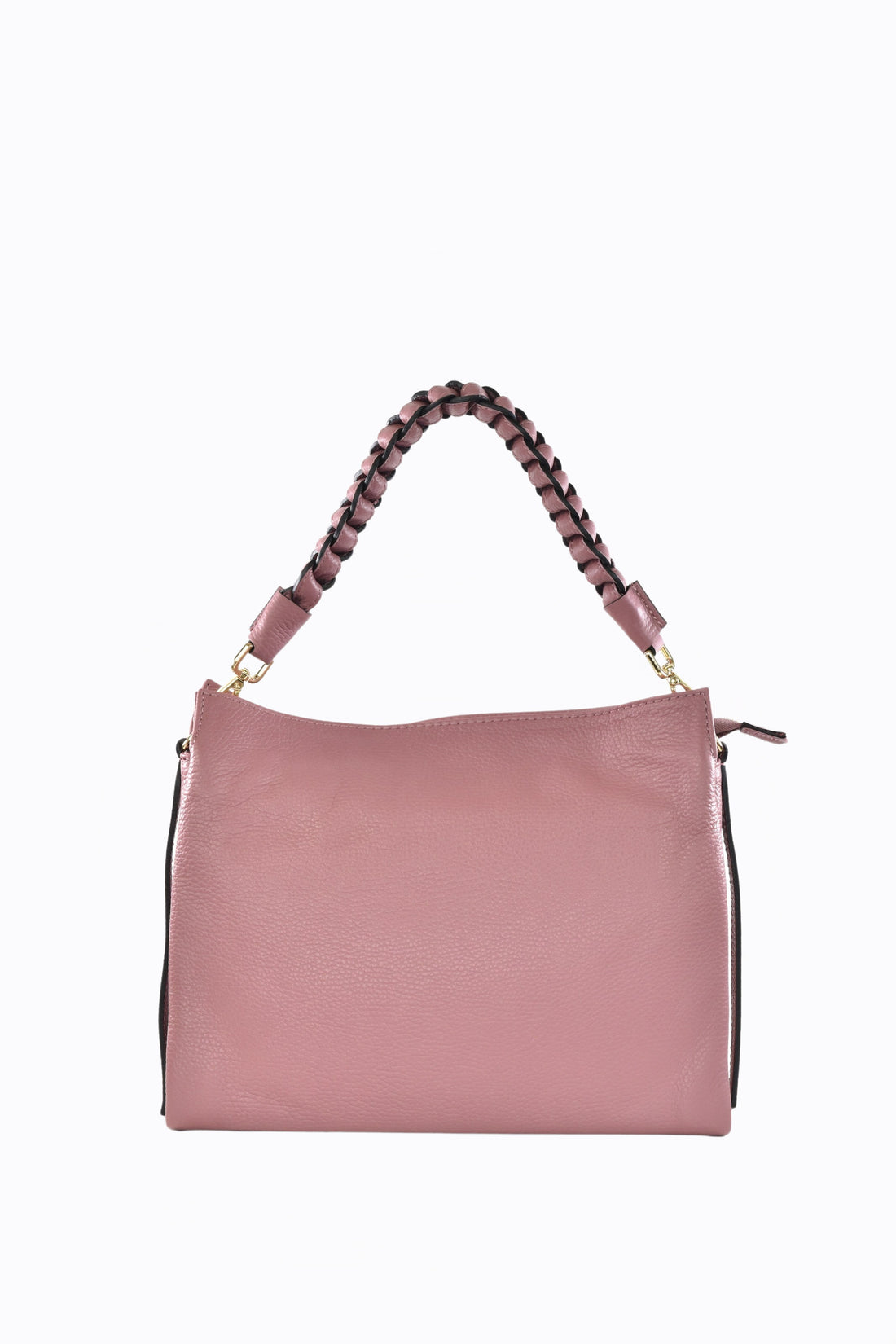 Borsa Braid in pelle Dollaro Rosa Antico