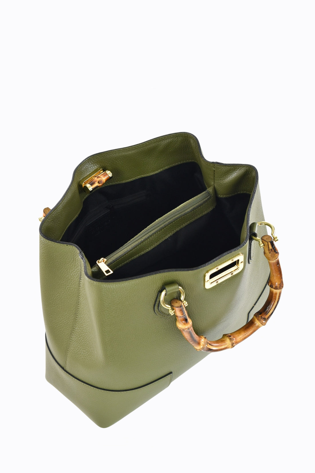 Bamboo Babe bag in Olive Green Dollar leather