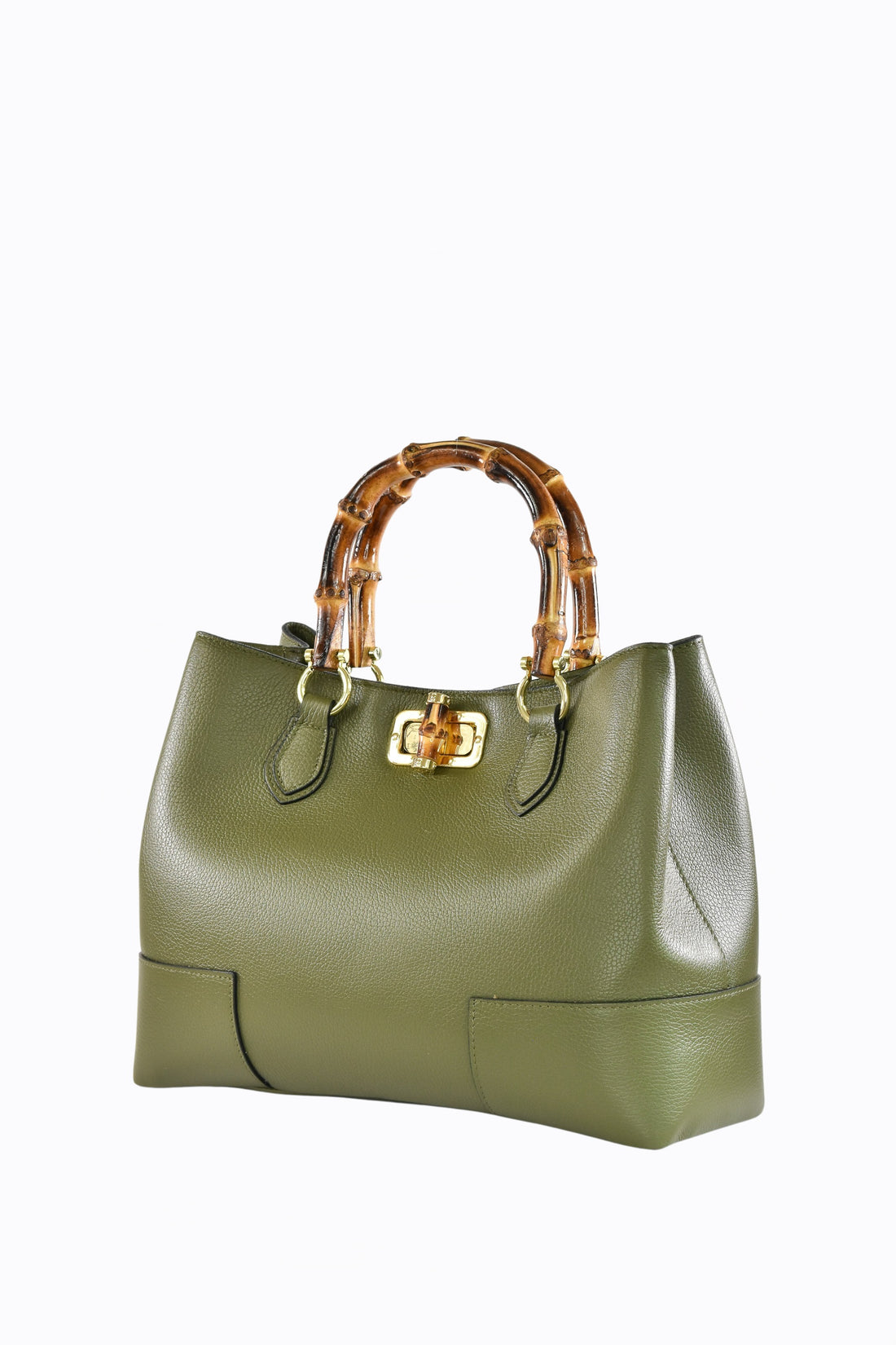 Bamboo Babe bag in Olive Green Dollar leather