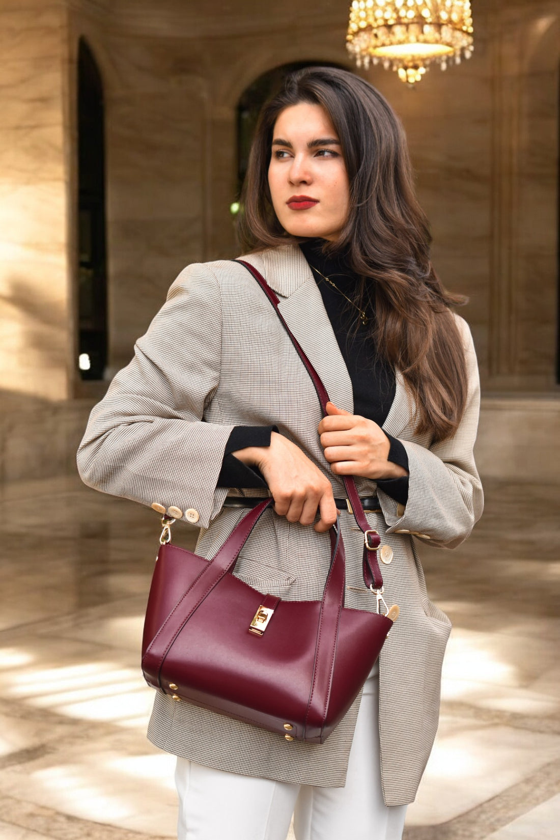 Braid bag in Fuchsia Dollar leather