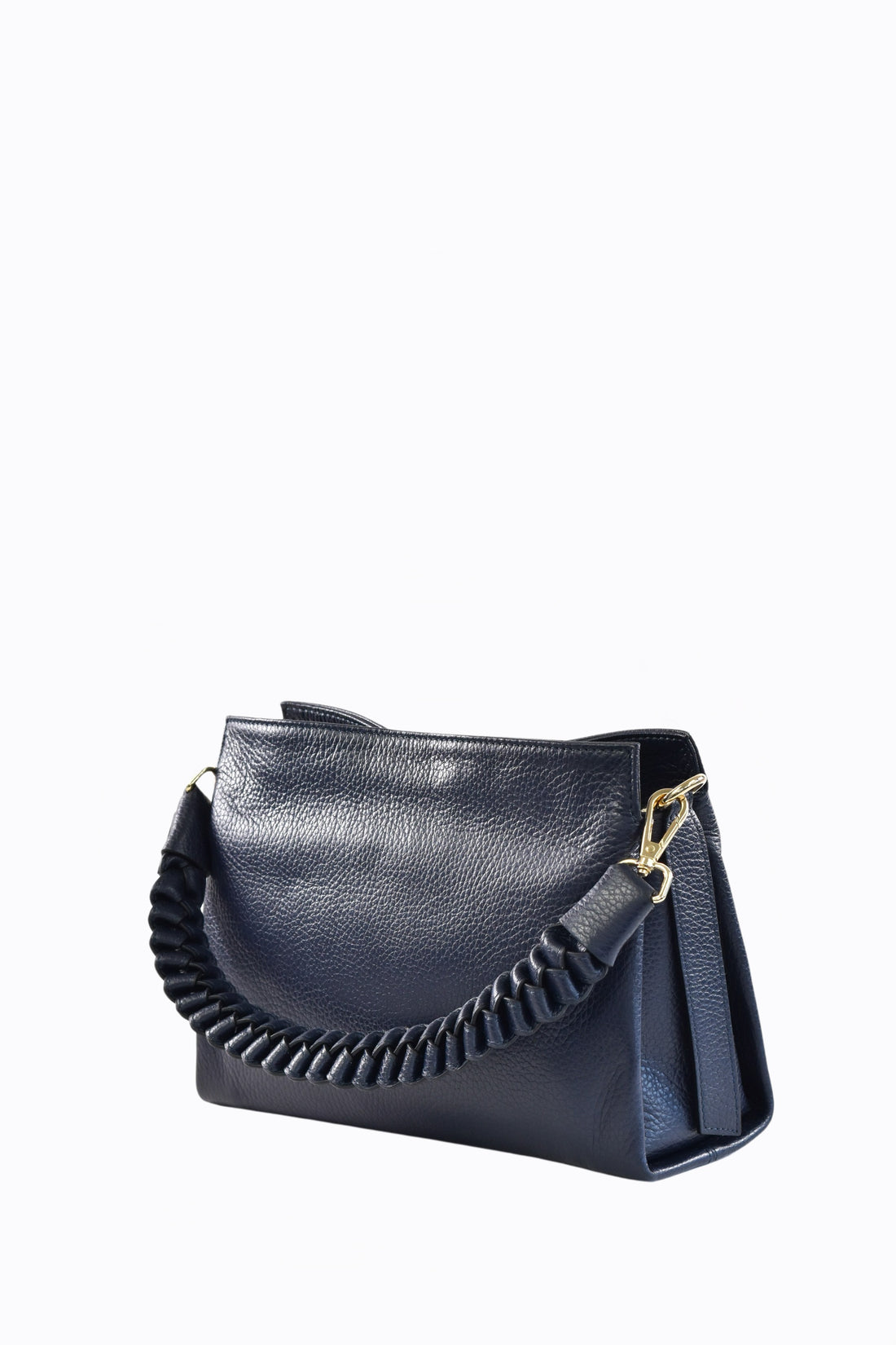 Borsa Braid Micro in pelle Dollaro Blu Navy