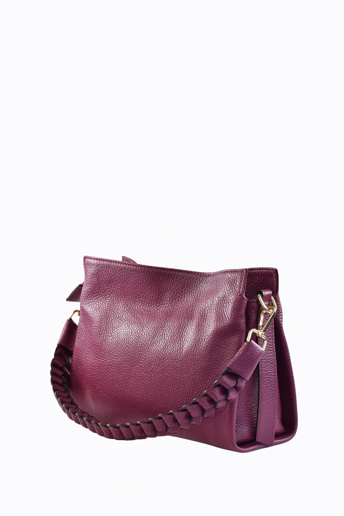 Borsa Braid Micro in pelle Dollaro Rosso Borgogna