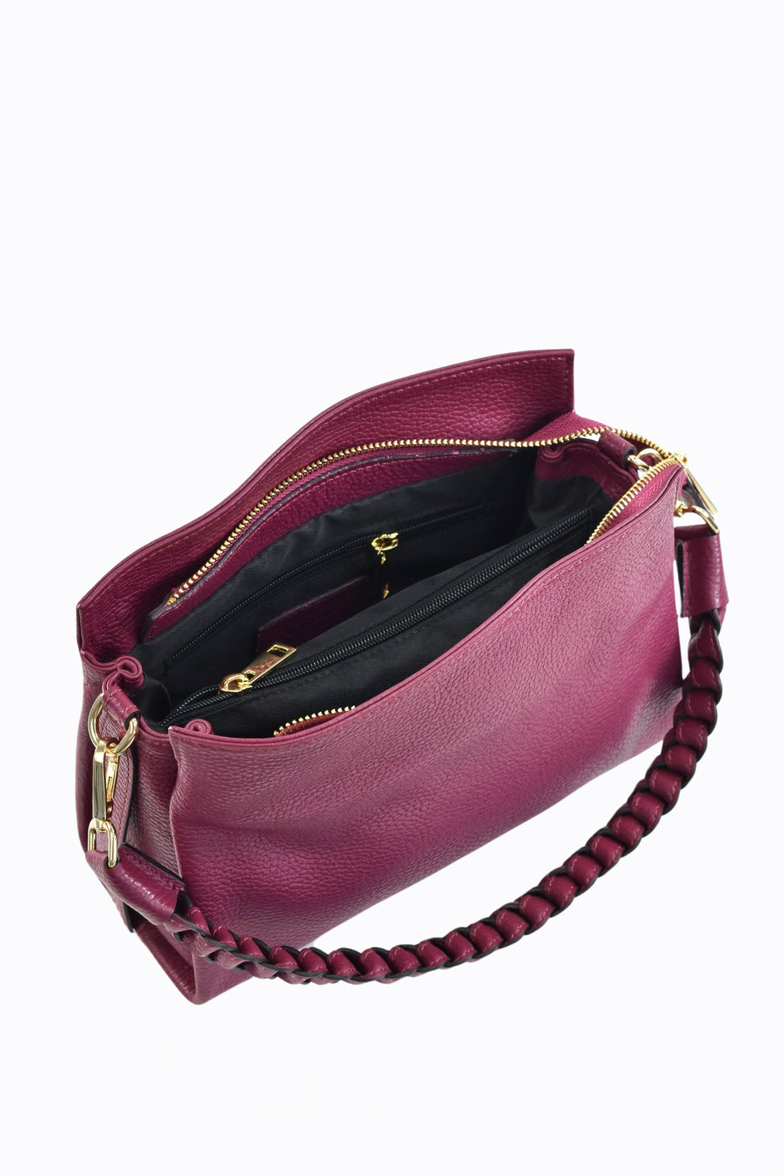 Borsa Braid Micro in pelle Dollaro Rosso Borgogna