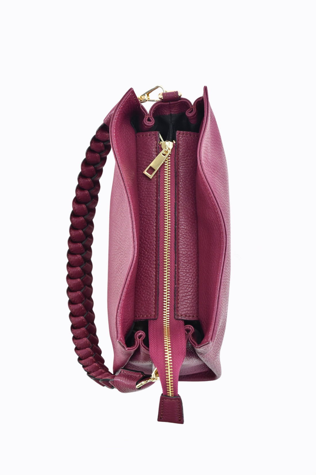 Borsa Braid Micro in pelle Dollaro Rosso Borgogna