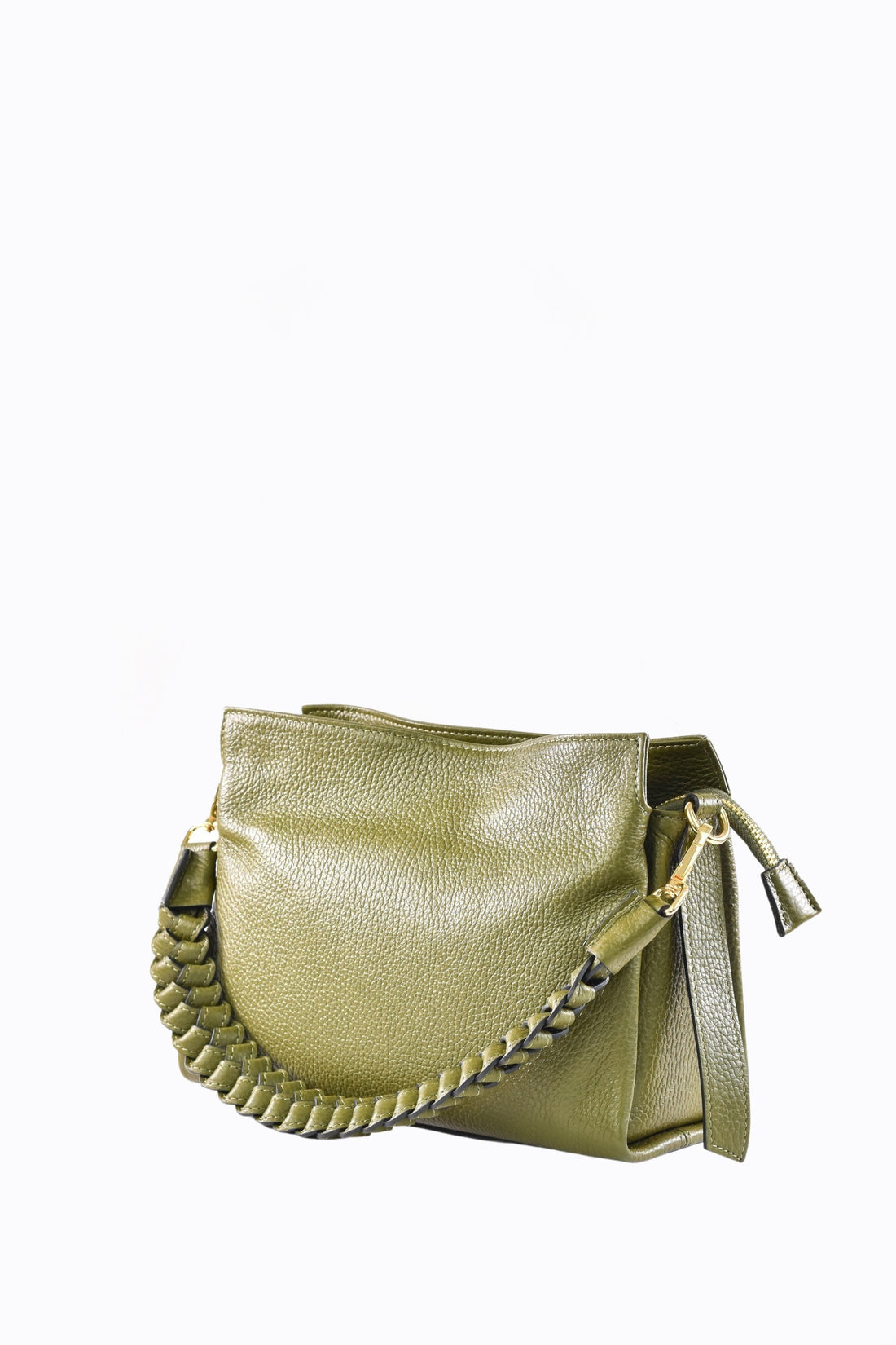 Braid Micro bag in Olive Green Dollar leather