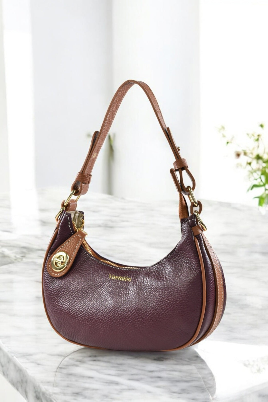 Borsa Maeve in pelle Dollaro Bordeaux